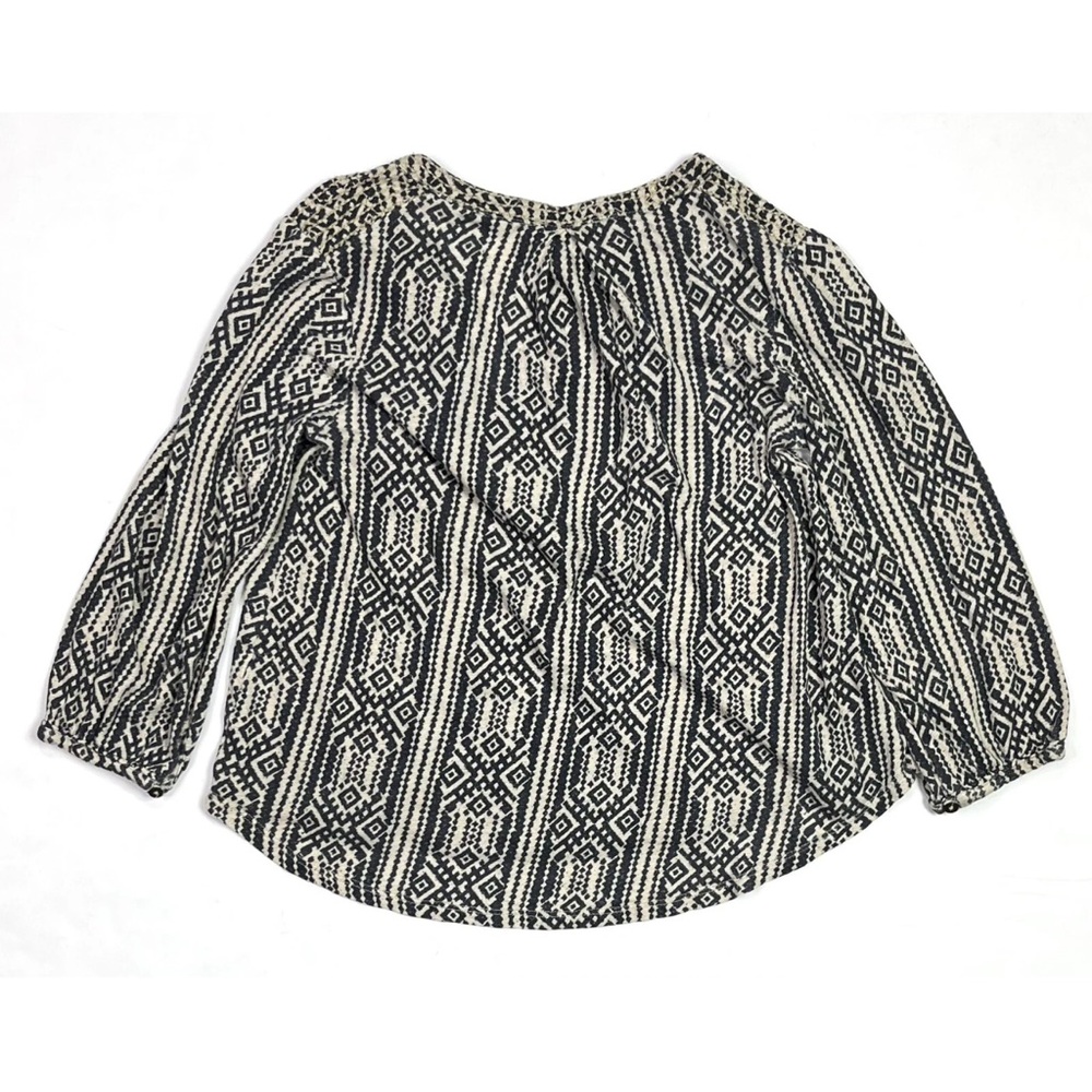 Lucky Brand Top Womens XS Live In Love Boho Geometric Long Sleeve Blouse - Picture 5 of 8